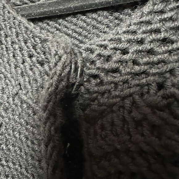 Blue Les Copains Womens Chunky Knit Cardigan Sweater Size XL Black Boho Textured - Picture 9 of 10